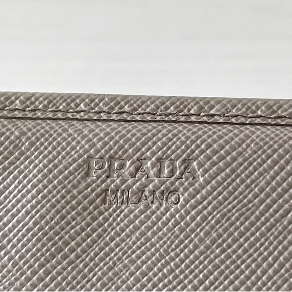 Prada gray saffiano leather long snap wallet with card ID wallet - Picture 9 of 11